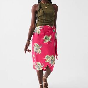 Faherty Pacifica Seersucker Wrap Skirt - Orchid Blossom Medium NWT